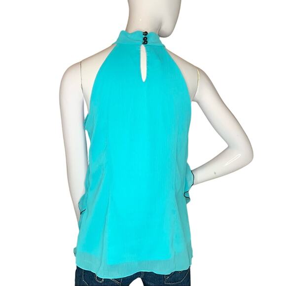 IZ Byer Women Ruffles Blouse Sleeveless Hidden Side Zipper Full Lining S… - Picture 4 of 12